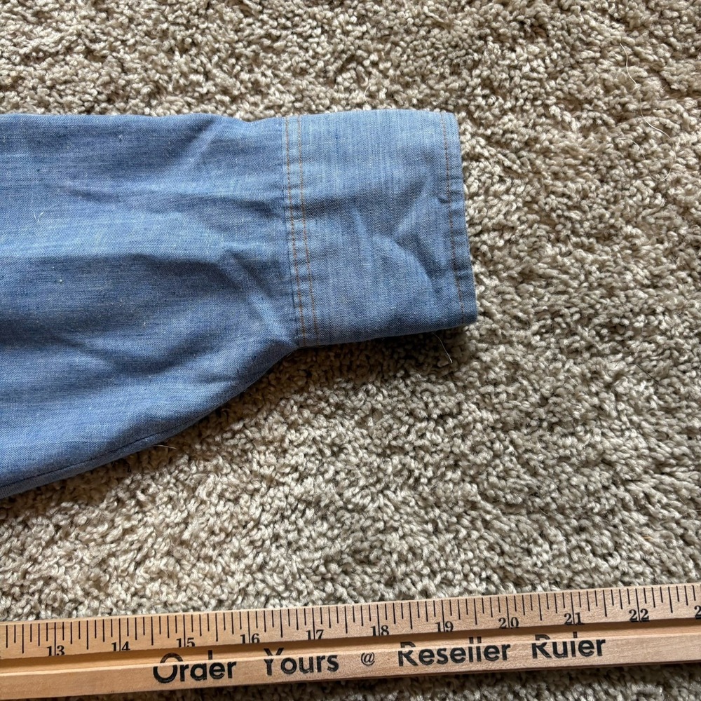 Vintage 70s Levis Orange Tab Chambray Shirt Mens Size Large USA Made Denim - Picture 9 of 10